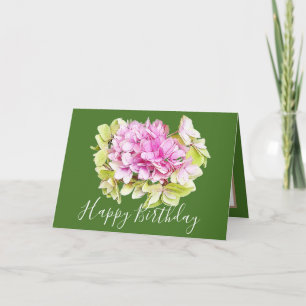 Floral Bouquet Hydrangea Flower Pink Girl Birthday Kaart