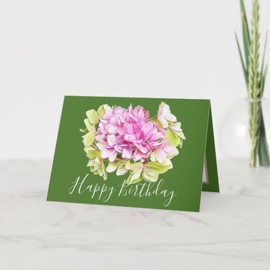 Floral Bouquet Hydrangea Flower Pink Girl Birthday Kaart (Voorkant)
