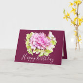 Floral Bouquet Hydrangea Flower Pink Girl Birthday Kaart (Gele Bloem)