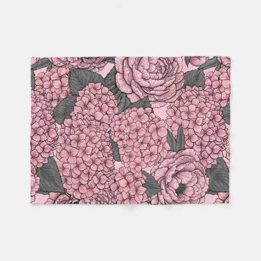 Floral bouquet in roze fleece deken (Voorkant (Horizontaal))