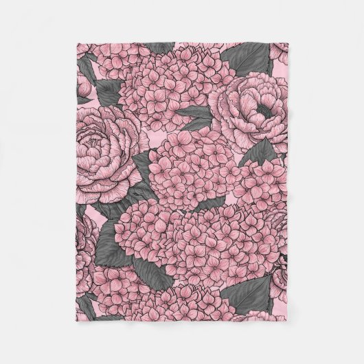 Floral bouquet in roze fleece deken (Voorkant)