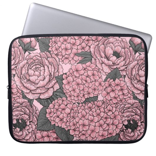 Floral bouquet in roze laptop sleeve (Voorkant)
