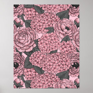 Floral bouquet in roze poster