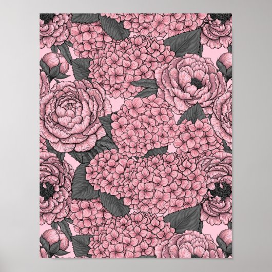 Floral bouquet in roze poster (Voorkant)