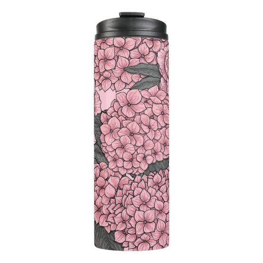 Floral bouquet in roze thermosbeker (Voorkant)