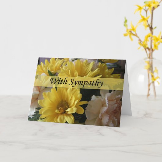 Floral Bouquet Large Font Sympathcard Kaart (Gele Bloem)