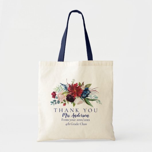 Floral Bouquet leraar bedankt voor de cadeautjes Tote Bag (Voorkant)