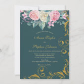 Floral Bouquet met Faux Gold Glitter Swirls Kaart (Voorkant)