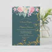 Floral Bouquet met Faux Gold Glitter Swirls Kaart (Staand voorkant)