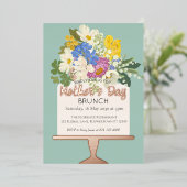 Floral Bouquet Moederdag Brunch Folie Uitnodiging (Staand Voorkant)