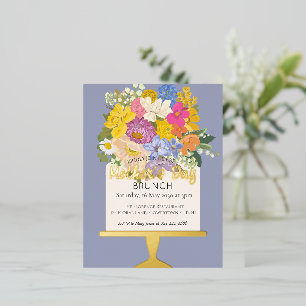 Floral Bouquet Moederdag Brunch Folie Uitnodiging Briefkaart
