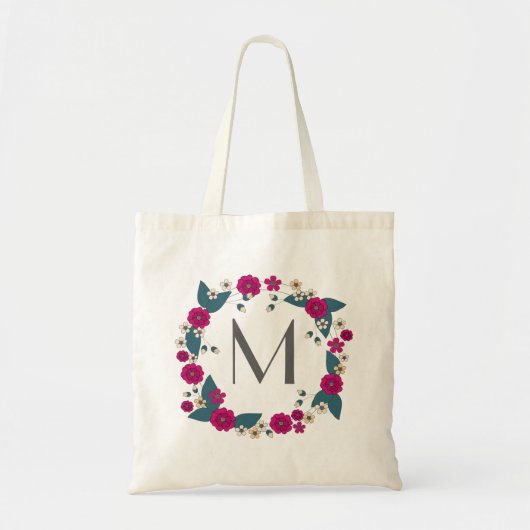 Floral Bouquet monogram Tote Bag (Voorkant)