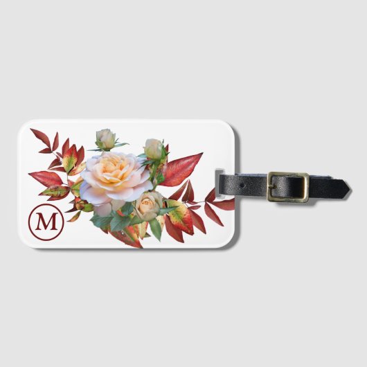 Floral Bouquet Monogrammed Luggage Bagagelabel (Voorkant (horizontaal))