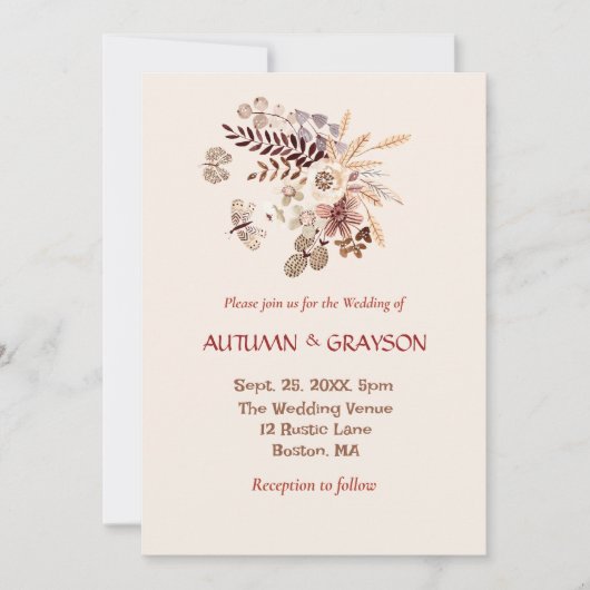Floral bouquet naherfstkleuren Weddenschap Kaart (Voorkant)