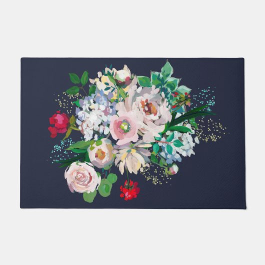 Floral Bouquet Navy Blue Deurmat (Voorkant)