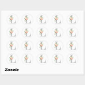 Floral Bouquet over gepersonaliseerd Monogram Init Ronde Sticker (Vel)