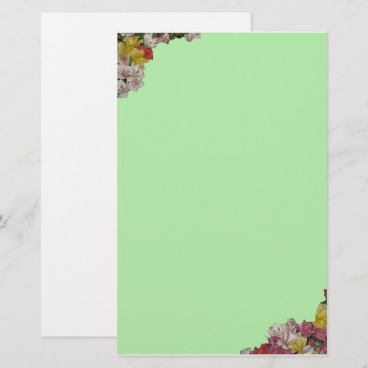 Floral Bouquet over Light Green Stationery Briefpapier (Voorkant / Achterkant)