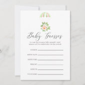 Floral Bouquet Parachute Baby shower Baby Guesses Kaart (Voorkant)