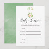 Floral Bouquet Parachute Baby shower Baby Guesses Kaart (Voorkant / Achterkant)