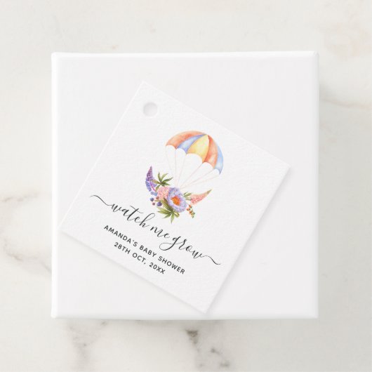 Floral Bouquet Parachute Baby shower Bedankjes Labels (In situ)