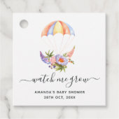 Floral Bouquet Parachute Baby shower Bedankjes Labels (Voorkant)