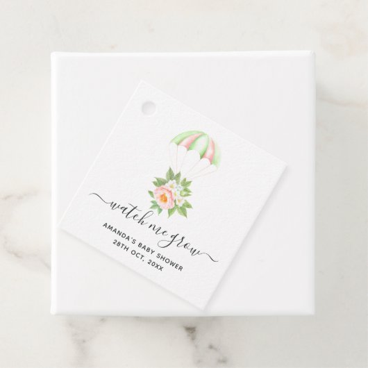 Floral Bouquet Parachute Baby shower Bedankjes Labels (In situ)