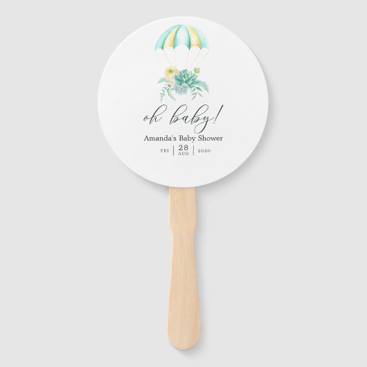 Floral Bouquet Parachute Baby shower Handwaaier (Voorkant)