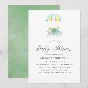 Floral Bouquet Parachute Baby shower Kaart