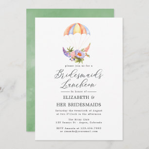 Floral Bouquet Parachute Bridesmaids Luncheon Kaart
