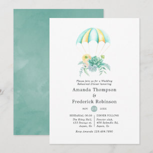 Floral Bouquet Parachute Rehearsal Dinner Kaart