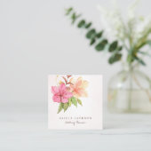 Floral bouquet pastel waterverf bruiloft planner vierkante visitekaartje (Staand voorkant)
