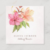 Floral bouquet pastel waterverf bruiloft planner vierkante visitekaartje (Voorkant)