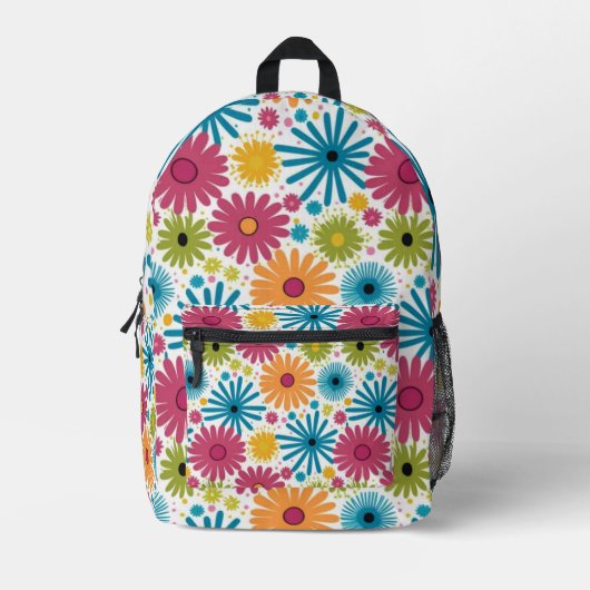 Floral Bouquet Pattern with Leaves elegant Bedrukte Rugzak (Voorkant)