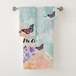 Floral bouquet purple garden bad handdoek