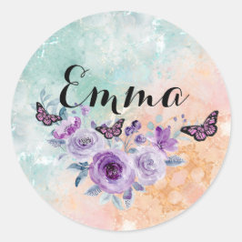 Floral bouquet purple garden ronde sticker