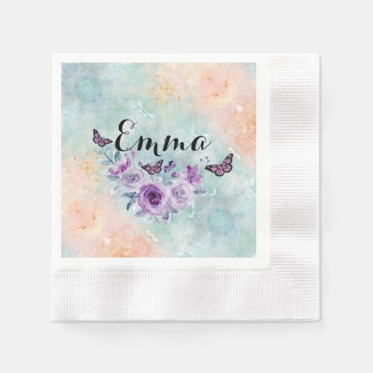 Floral bouquet purple garden servet (Voorkant)