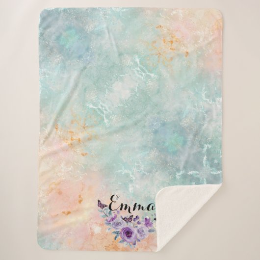 Floral bouquet purple garden sherpa deken (Voorkant)