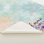 Floral bouquet purple garden sherpa deken (3/4)