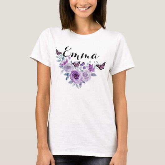 Floral bouquet purple garden t-shirt (Voorkant)