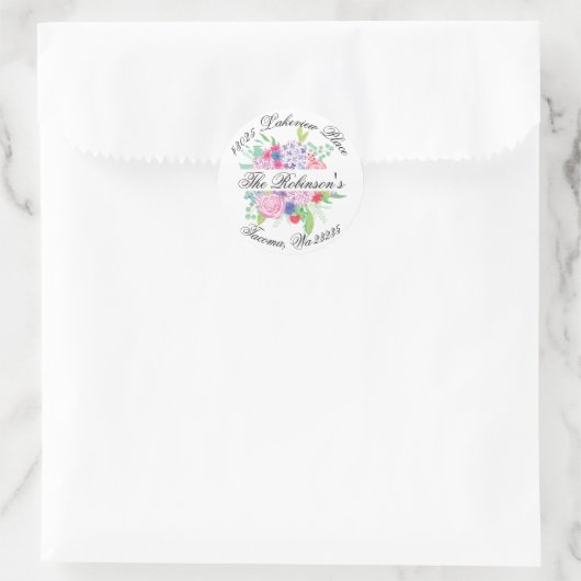 Floral Bouquet Retouradres Label-Seal Ronde Sticker (Tas)
