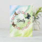 Floral bouquet romantic serenity butterflies kaart (Staand voorkant)