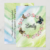 Floral bouquet romantic serenity butterflies kaart (Voorkant / Achterkant)