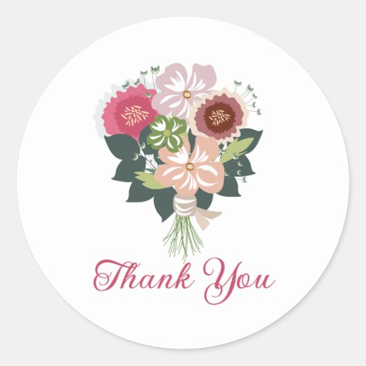 Floral Bouquet Ronde Sticker (Voorkant)