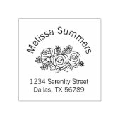 Floral Bouquet, Roos Flowers Arch Address Rubberstempel (Afrduk)