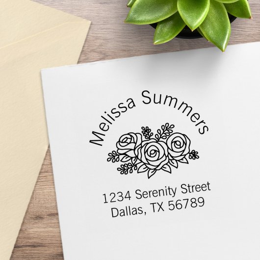Floral Bouquet, Roos Flowers Arch Address Rubberstempel