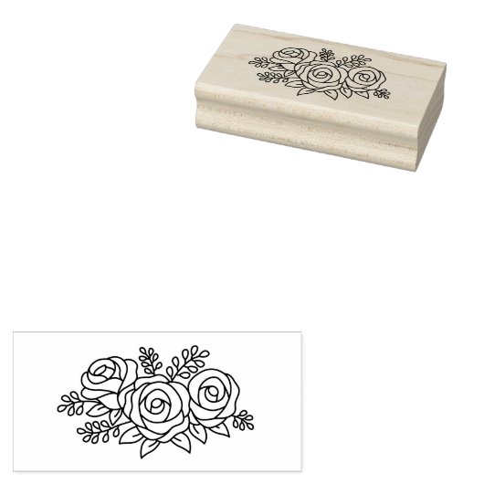 Floral Bouquet, Roos Flowers Posy Rubberstempel (Gestempeld)