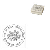 Floral Bouquet, Roos Flowers Round Address 1 Rubberstempel (Gestempeld)