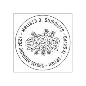 Floral Bouquet, Roos Flowers Round Address 1 Rubberstempel (Afrduk)