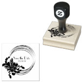 Floral Bouquet Roos Save the Date Wedding Initiaal Rubberstempel (Gestempeld)