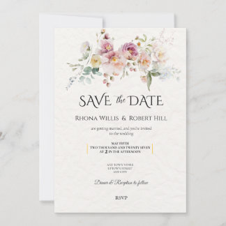 Floral Bouquet Save the Date Wedding Invitation Kaart